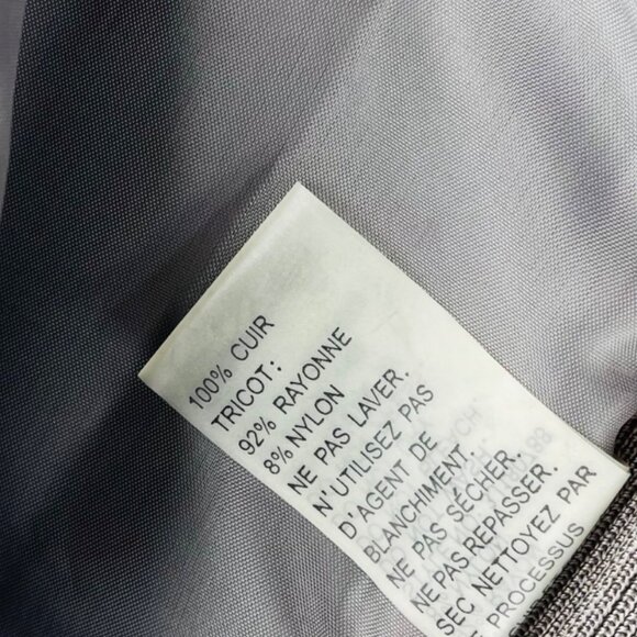 Peter‎ Nygard Womens Leather Jacket With Suede Sleeves & Floral Appliqué - Gray - Picture 4 of 5